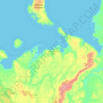Carte topographique Nenets Autonomous Okrug, altitude, relief