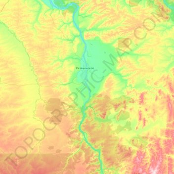 Carte topographique Kazachinsky Rayon, altitude, relief