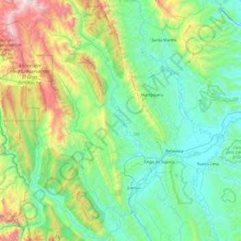 Carte topographique Pachiza, altitude, relief