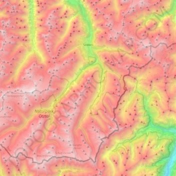 Carte topographique Sölden, altitude, relief