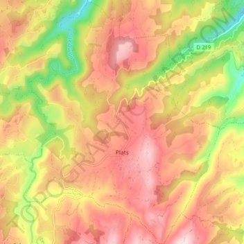 Carte topographique Plats, altitude, relief
