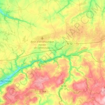 Carte topographique 29400, altitude, relief