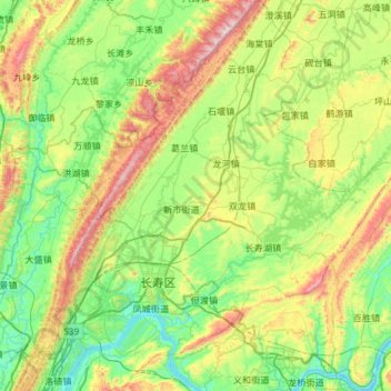 Carte topographique Changshou District, altitude, relief
