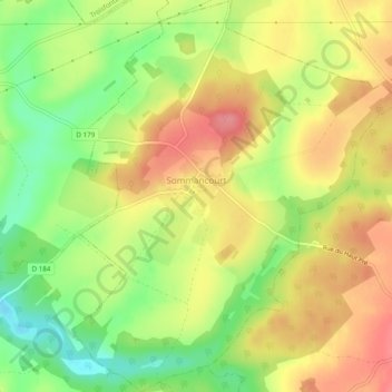 Carte topographique Sommancourt, altitude, relief