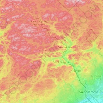 Carte topographique Les Pays-d'en-Haut, altitude, relief