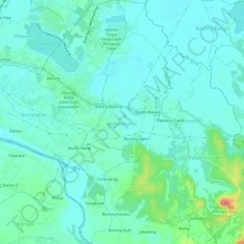 Carte topographique Bontomanai, altitude, relief