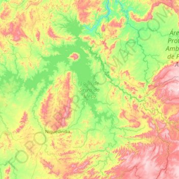 Carte topographique Lago de Serra da Mesa, altitude, relief