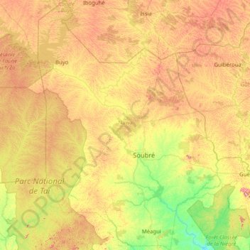Carte topographique Nawa, altitude, relief