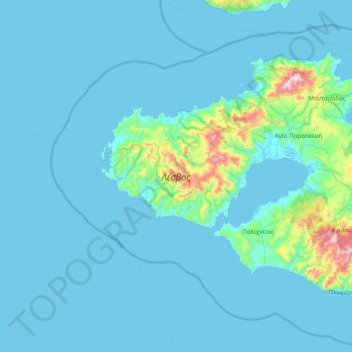 Carte topographique Λέσβος, altitude, relief
