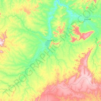 Carte topographique Parnaguá, altitude, relief