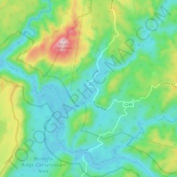 Carte topographique Corinna, altitude, relief