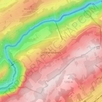 Carte topographique Les Planchettes, altitude, relief