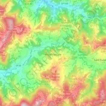 Carte topographique Montesegale, altitude, relief