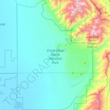 Carte topographique Great Sand Dunes National Park, altitude, relief