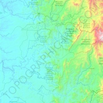 Carte topographique Lloró, altitude, relief