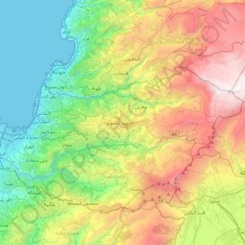 Carte topographique District du Metn, altitude, relief