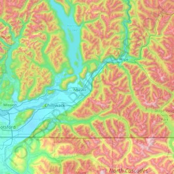 Carte topographique Fraser River, altitude, relief