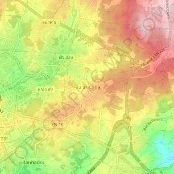 Carte topographique Rio de Loba, altitude, relief