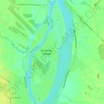 Carte topographique Île Sainte-Thérèse, altitude, relief