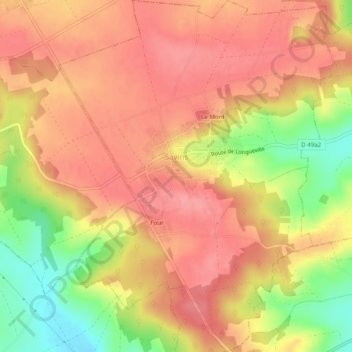 Carte topographique Savins, altitude, relief