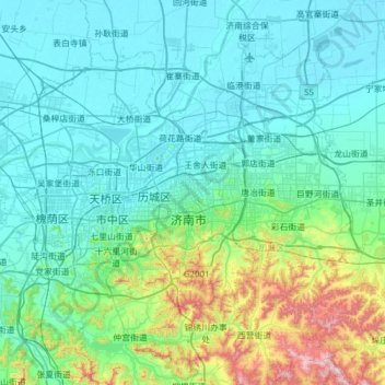 Carte topographique Gaoxin, altitude, relief