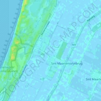 Carte topographique Sint Maartensvlotbrug, altitude, relief