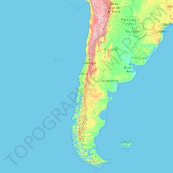 Carte topographique Chili, altitude, relief