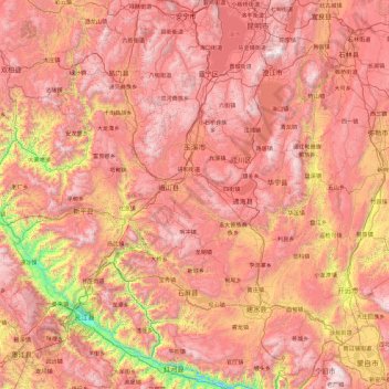 Carte topographique Yuxi, altitude, relief