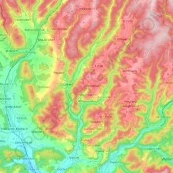 Carte topographique Wilhelmsthal, altitude, relief