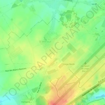 Carte topographique Velroux, altitude, relief