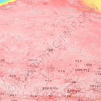 Carte topographique Nagqu, altitude, relief