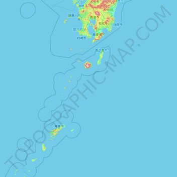 Carte topographique Préfecture de Kagoshima, altitude, relief