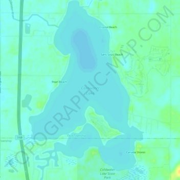 Carte topographique Coldwater Lake, altitude, relief