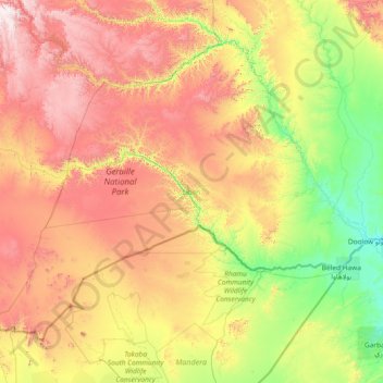Carte topographique Liben, altitude, relief