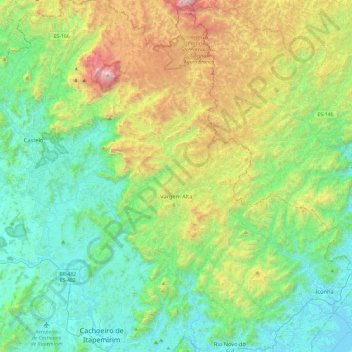 Carte topographique Vargem Alta, altitude, relief