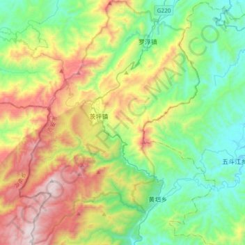 Carte topographique Jinggang Mountains Nature Reserve, altitude, relief