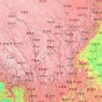 Carte topographique 雅砻江, altitude, relief