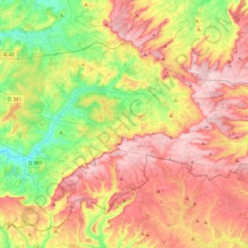 Carte topographique Communauté de communes de Desvres-Samer, altitude, relief