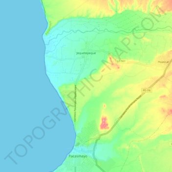 Carte topographique Jequetepeque, altitude, relief