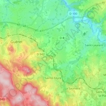 Carte topographique Sainte-Feyre, altitude, relief