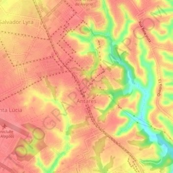 Carte topographique Antares, altitude, relief