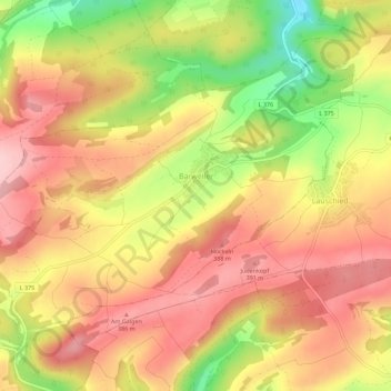 Carte topographique Bärweiler, altitude, relief