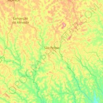 Carte topographique São Felipe, altitude, relief