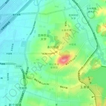 Carte topographique Yongxing Subdistrict, altitude, relief