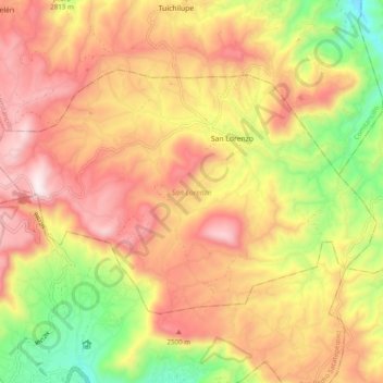 Carte topographique San Lorenzo, altitude, relief