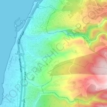 Carte topographique Naameh, altitude, relief