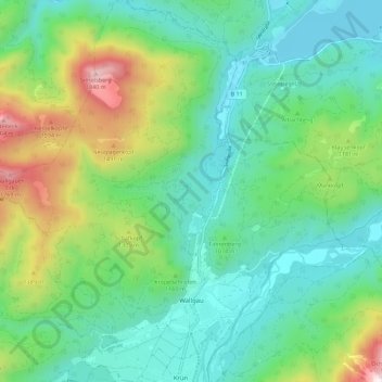 Carte topographique Wallgau, altitude, relief