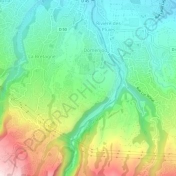 Carte topographique La Bretagne, altitude, relief