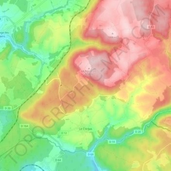 Carte topographique Le Clerjus, altitude, relief