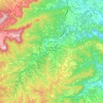 Carte topographique Sant Salvador de Guardiola, altitude, relief